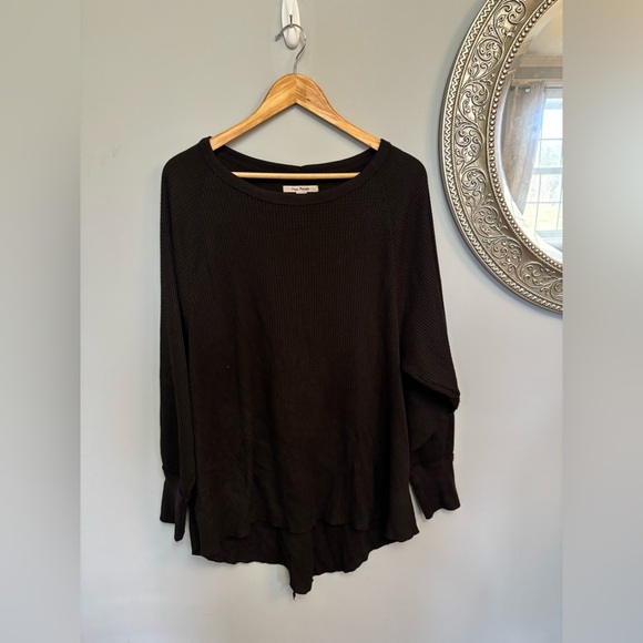 Free People Tops - Free People Oversized Waffle Knit Tie Back Long Sleeve size XS